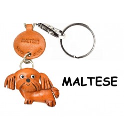 Maltese Japanese Leather Dog Keychain