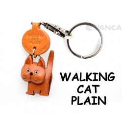 Plain Walking Cat Japanese Leather Keychains