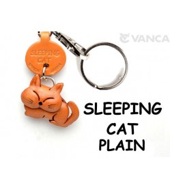 Plain Sleeping Cat Japanese Leather Keychains