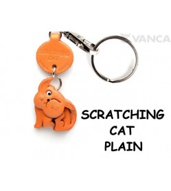 Plain Scratching Cat Japanese Leather Keychains