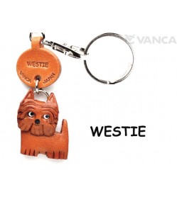 Westie Leather Dog Keychain