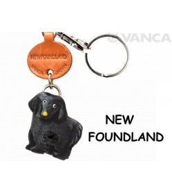 Newfoundland Leather Dog Keychain