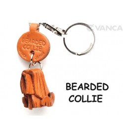 Bearded Collie Leather Dog Keychain