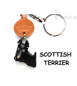 Scottish Terrier Leather Dog Keychain
