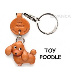 Toy Poodle Leather Dog Keychain