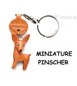 Miniature Pinscher Leather Dog Keychain