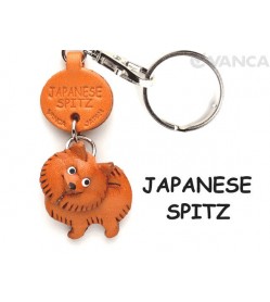 Japanese Spitz Leather Dog Keychain