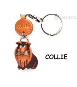 Collie Leather Dog Keychain