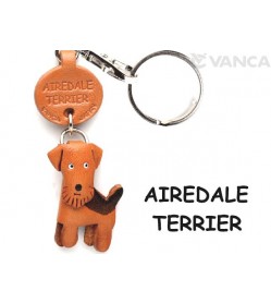 Airedale Terrier Leather Dog Keychain