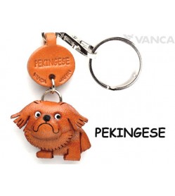 Pekingese Leather Dog Keychain