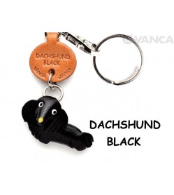 Dachshund Black Leather Dog Keychain