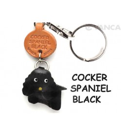 Cocker Spaniel Black Leather Dog Keychain