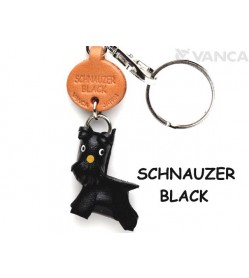 Schnauzer Black Leather Dog Keychain