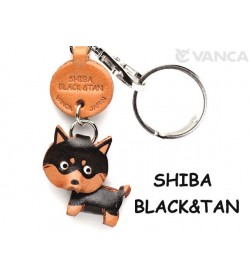 Shiba Dog Black&Tan Leather Dog Keychain