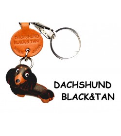 Dachshund Long B&T Leather Dog Keychain