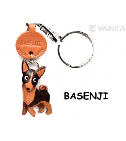 Basenji Leather Dog Keychain