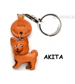 Akita Leather Dog Keychain