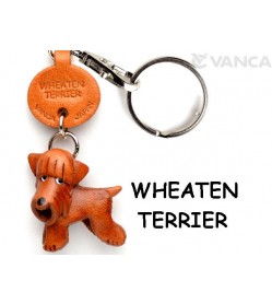 Wheaten Terrier Leather Dog Keychain