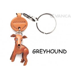 Greyhound Leather Dog Keychain