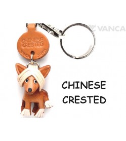 Chinese Crested Leather Dog Keychain