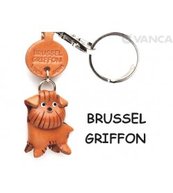 Brussels Griffon Leather Dog Keychain