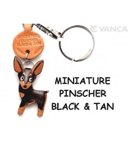 Miniature Pinscher Black&Tan Leather Dog Keychain