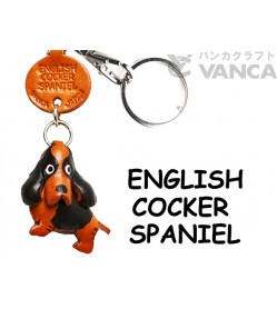 English Cocker Spaniel Leather Dog Keychain