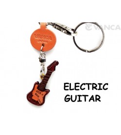 Electric Guitar Leather Keychain