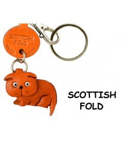 Scottish Fold Leather Keychain Cat