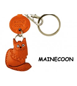 Maine Coon Leather Keychain Cat