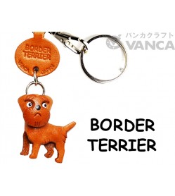 Border Terrier Leather Dog Keychain