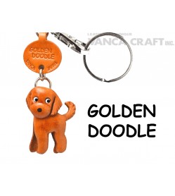 Goldendoodle Leather Dog Keychain