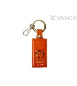 Cat Leather Name Plate Holder Keychain