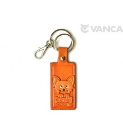 Chihuahua Leather Name Plate Holder Keychain