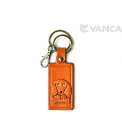 DachshundLeather Name Plate Holder Keychain