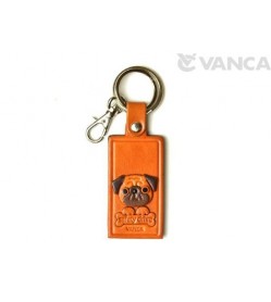 Pug Leather Name Plate Holder Keychain