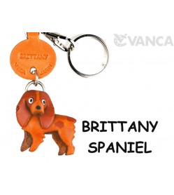 Brittany Spaniel Leather Dog Keychain