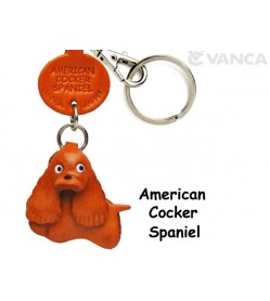 American Cocker Spaniel Leather Dog Keychain