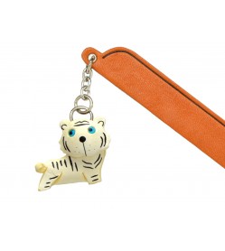 White Tiger Leather Charm Bookmarker