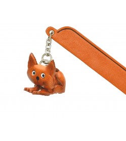 Sitting Cat Plain Leather Charm Bookmarker