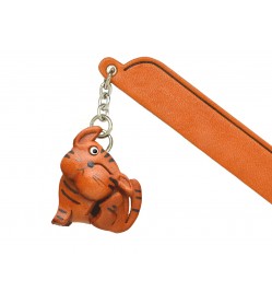 Scratching Cat Tabby Leather Charm Bookmarker