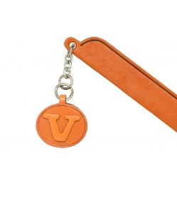 V Leather Alphabet Charm Bookmarker