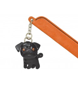 Pug Black Leather dog Charm Bookmarker