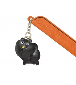 Pomeranian Black Leather dog Charm Bookmarker