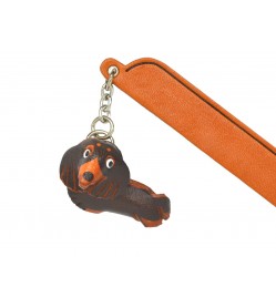 Dachshund long Black&Tan Leather dog Charm Bookmarker