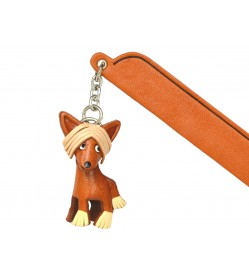 Chinese crested Leather dog Charm Bookmarker