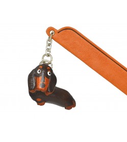 Dachs smooth B&T Leather dog Charm Bookmarker