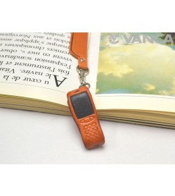 Cellular phone Leather Charm Bookmarker