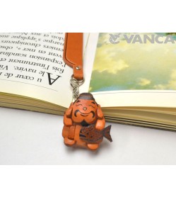 Ebisu God Leather Charm Bookmarker