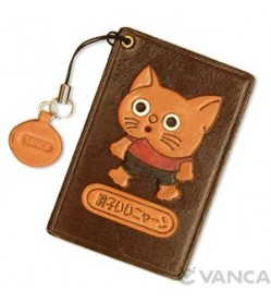 Cat Leather Commuter Pass case/card Holders #26407